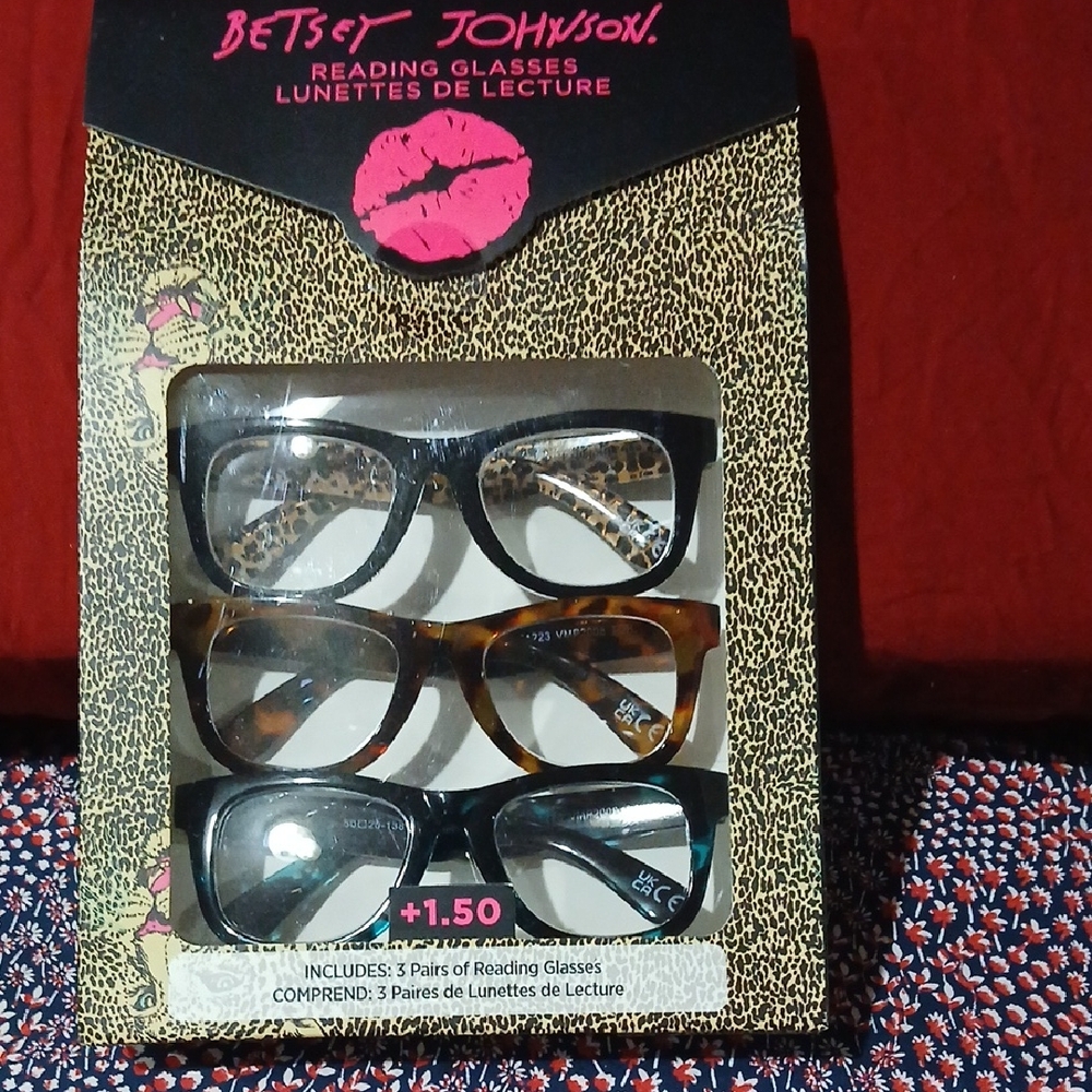 Betsey Johnson Leopard and Tortoiseshell Reading Glasses Trio +150